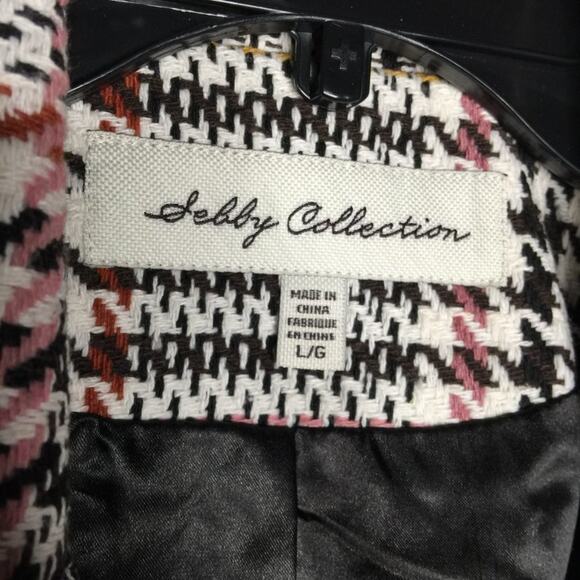 Sebby Glen Two Button Woven Coat Long Sleeve Front Slash Pockets Plaid Large NEW - Picture 6 of 7